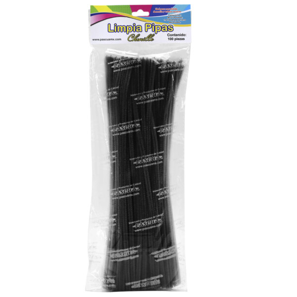 Limpia Pipas / Chenille Mate 100 PZAS - Negro