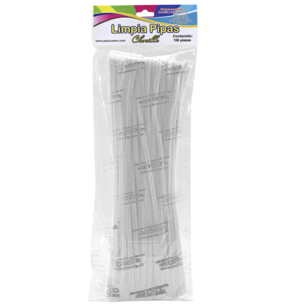 Limpia Pipas / Chenille Mate 100 PZAS - Blanco