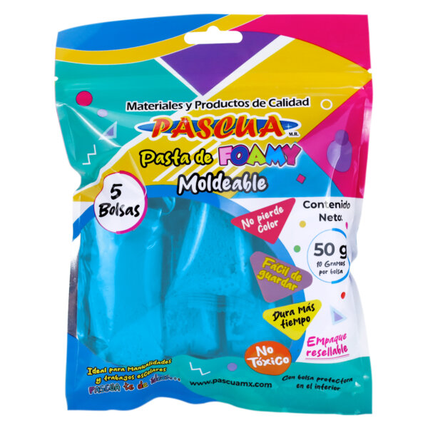 Pasta de Foamy Moldeable Bolsa Macarron ( 50 g ) - Azul Cielo Macarrón