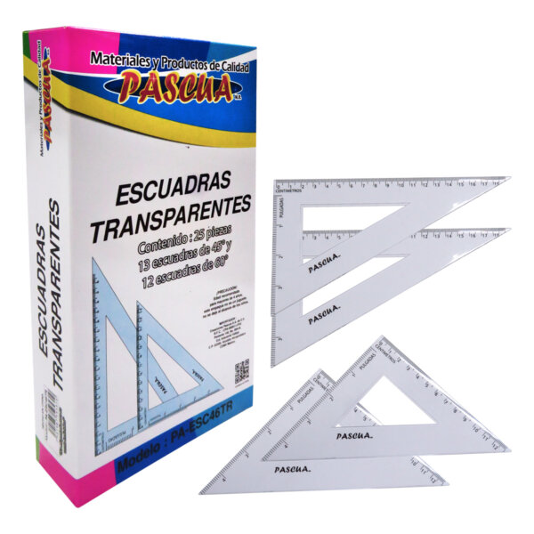 Escuadras de 45° y 60° Transparentes