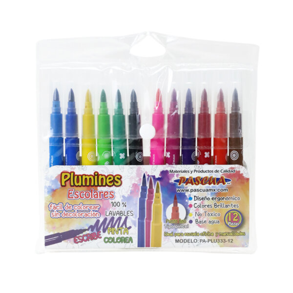 Plumines Escolares Punta Pincel 100% Lavables