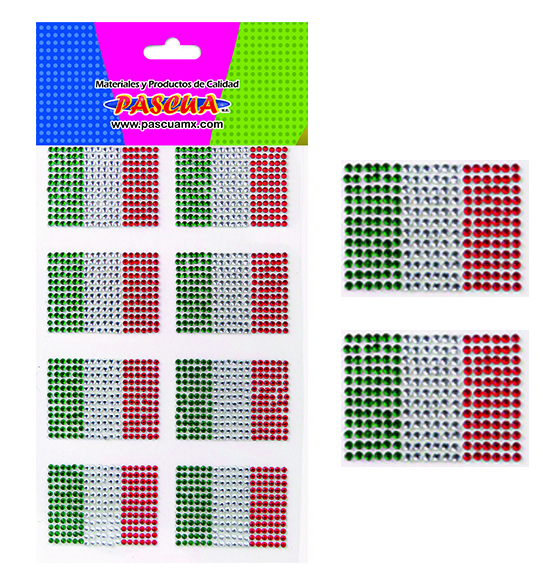 Piedras Acrílicas con Adhesivo Bandera de México