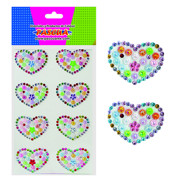 Piedras Acrílicas con Adhesivo Corazón Diseño Surtido