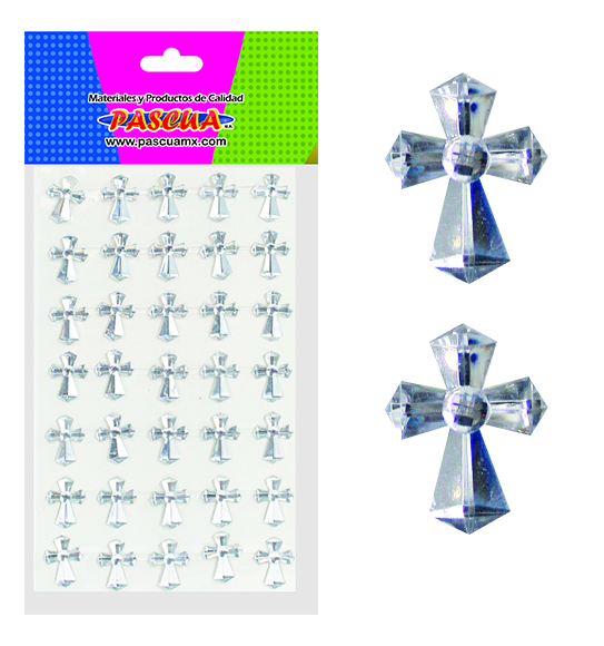 Piedras Plásticas con Adhesivo Cruz