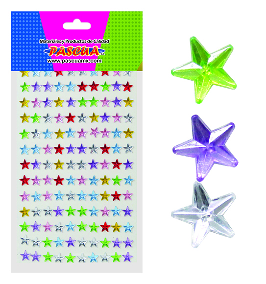 Piedras Acrílicas con Adhesivo Estrellas
