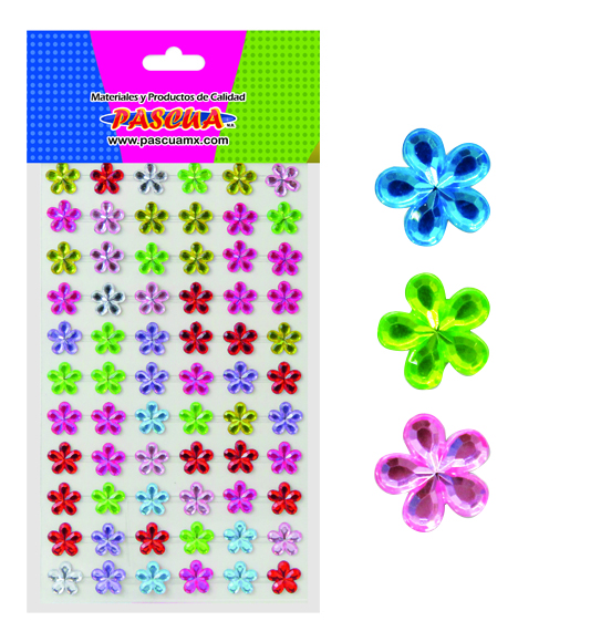 Piedras Acrílicas con Adhesivo Flores171