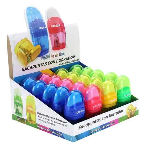 Sacapuntas con Borrador Tapa Deslizable y Depósito