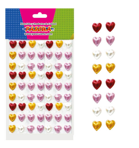 Piedras Acrílicas con Adhesivo Perlas de Corazón